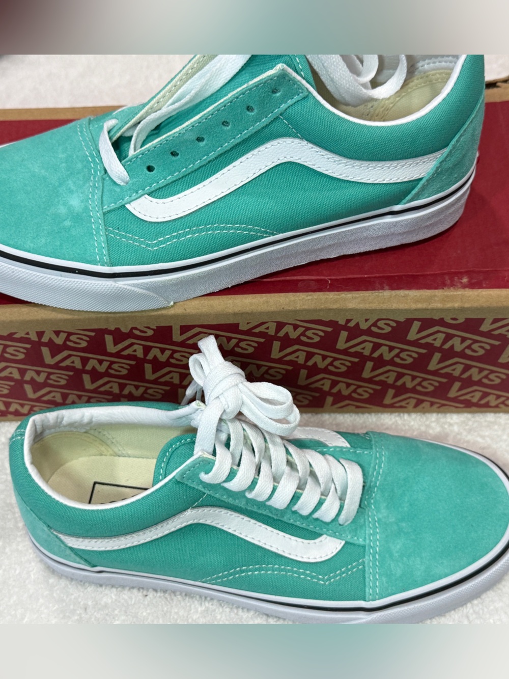 Vans Teal Old Skool Sneakers with White Stripe